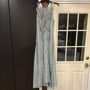 Blue and White Halter Sundress for Wedding Guest